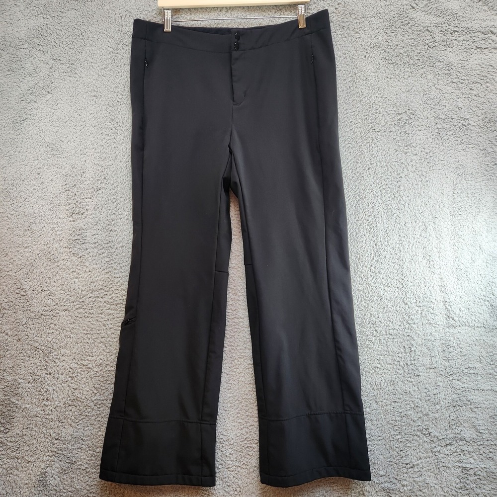 Snozu Pants Womens XL Black Stretch Fleece‎ Lined High Rise Straight Leg Zip Fly